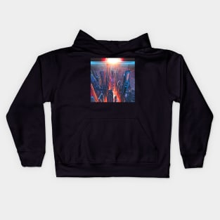 Futuristic Cyberpunk City Sunset Landscape Kids Hoodie